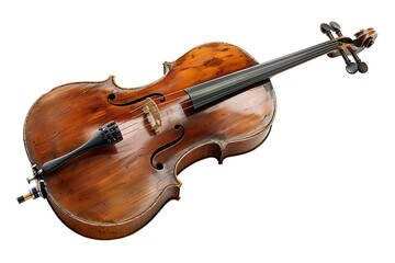 Cello with bow on isolated transparent background