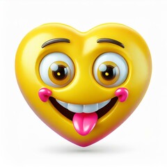 Naklejka premium 3d smiley face, heart shaped