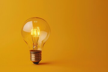 Light bulb over yellow background in vision and idea conceptual image