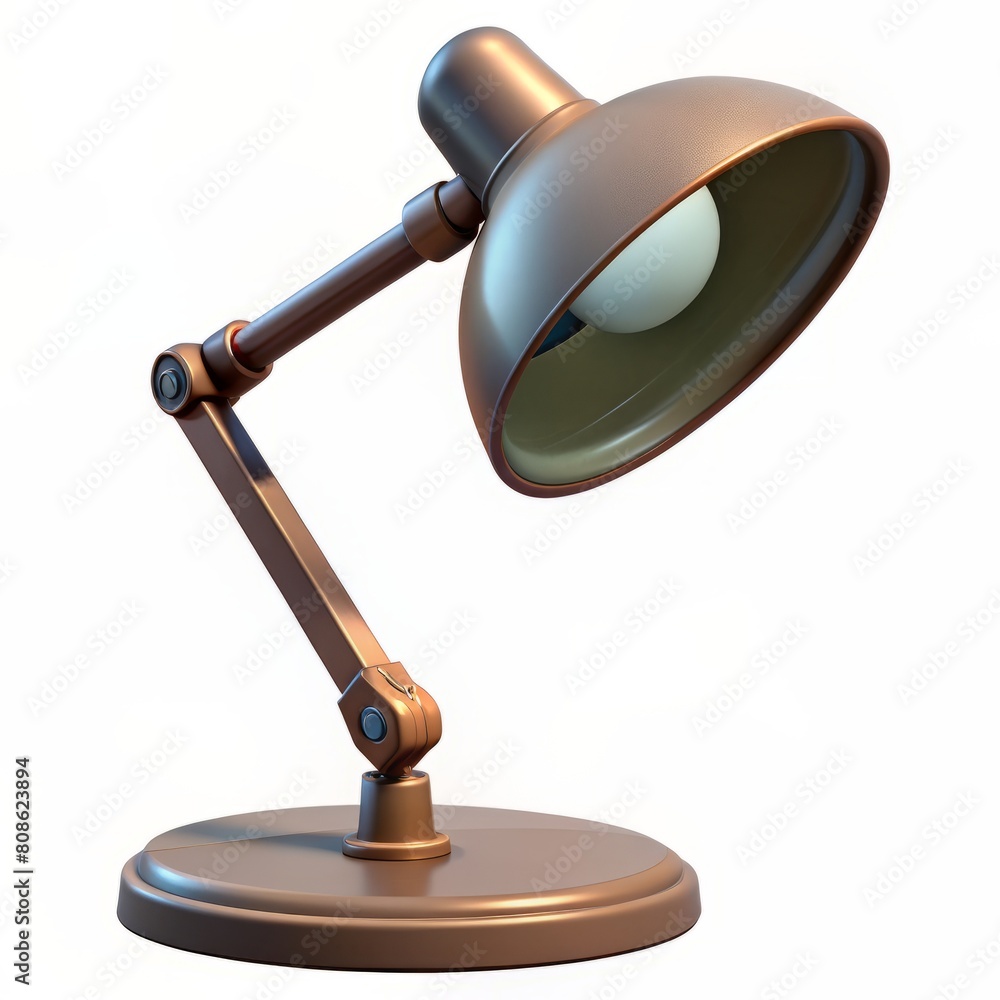 Poster 3d render of a desk lamp with adjustable arm and shade, on isolated white background, generative ai