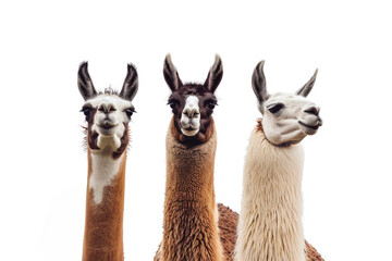Three llamas standing tall, serene