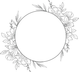 floral frame with flower bouquet, flower bouquet sketch