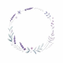 lavender themed frame or border for photos and text. watercolor illustration, Perfect for nursery art, simple clipart, single object, white color background. for greeting cards design, prints.
