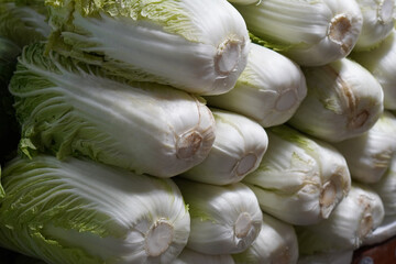 fresh chinese cabbage is stacked on top of each other background, nature, vegetables, food