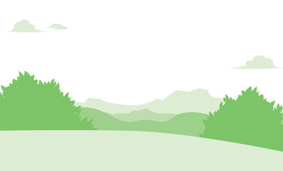自然豊かな緑の綺麗な山脈風景イラスト背景素材