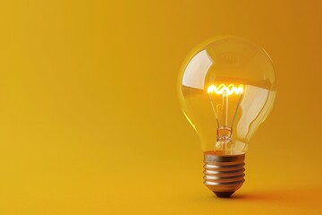 Light bulb over yellow background in vision and idea conceptual image