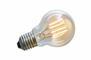 Illuminated LED bulb on a white background symbolizing ideas and innovation
