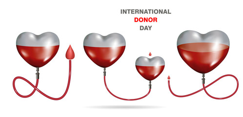 The concept of World Donor Day. Blood with a blood collection bag - obrazy, fototapety, plakaty