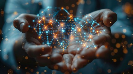 Scientists are experimenting and research with molecule model, DNA, Human Biology, Science with molecules and atoms in the laboratory, Medical science and biotechnology