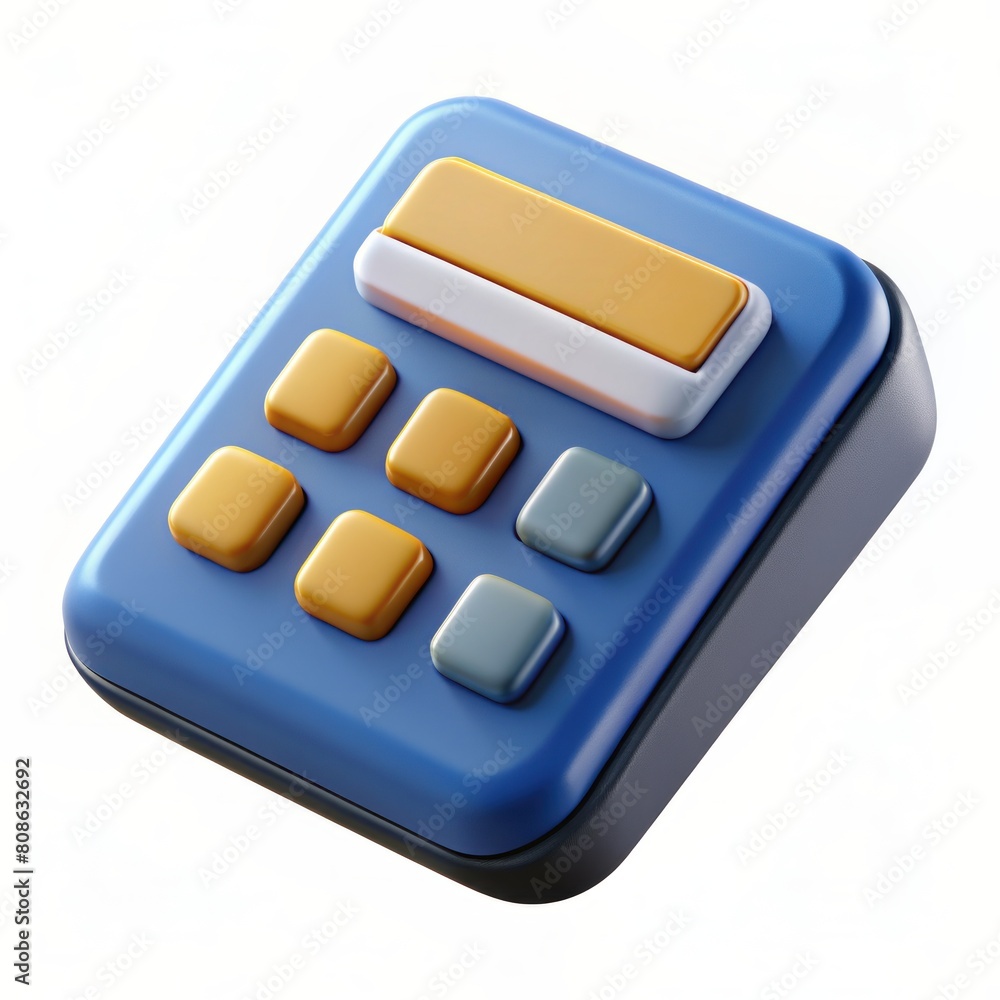 Poster 3d render of a calculator with number pad and display screen, on isolated white background, generati