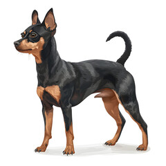 Clipart illustration of a miniature pinscher dog breed on a white background. Suitable for crafting and digital design projects.[A-0004]