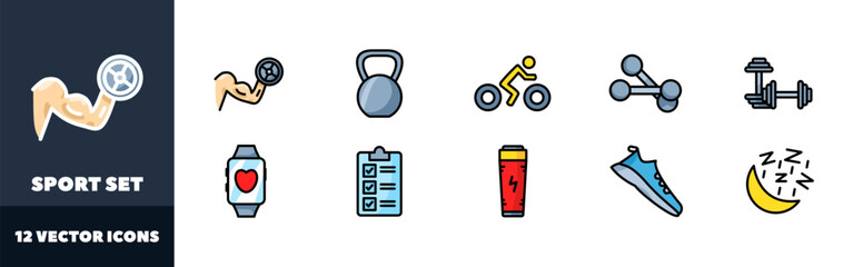 Sport icons set. Flat style. Vector icons