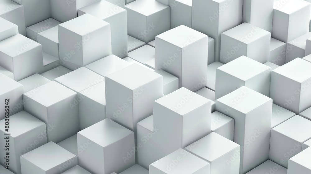 Poster the design uses perspective effects to create the illusion of white cubes in modern form.