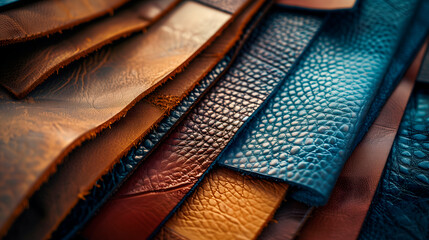 muestras de cuero de alta calidad en varios colores y texturas,