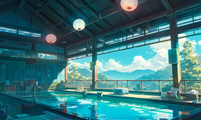 Beautiful scenery from a beautiful anime movie art style - background cel