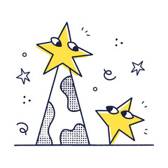 abstract star comic character family, adult and child, hand drawn. Parenting, being an example, growing the kid concept