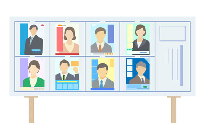 選挙ポスターの掲示板のイラスト