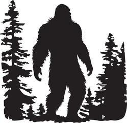 Bigfoot Silhouette Vector Illustration White Background