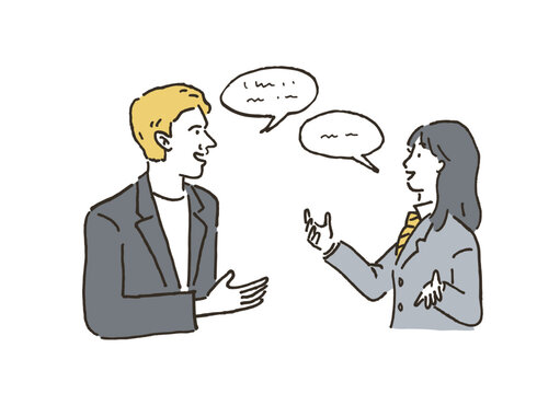 英語で会話する男女のイラスト