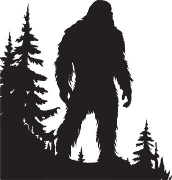 Bigfoot Silhouette Vector Illustration White Background