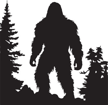 Bigfoot Silhouette Vector Illustration White Background