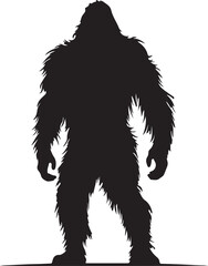 Bigfoot Silhouette Vector Illustration White Background