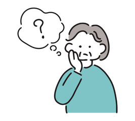 疑問に思うシニア女性のイラスト