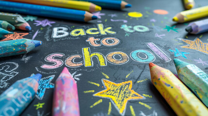 the text "Back 2 School" in a chalk written font.generative ai