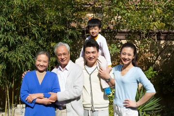 The family in the yard