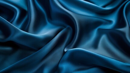 Elegant photo of a draped silk-textured background in a rich blue color