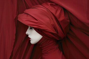 A beautiful woman wearing a red headscarf.