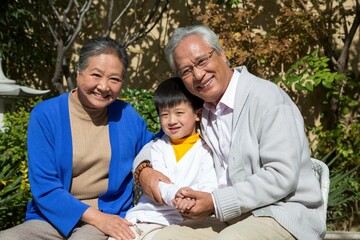 The family in the yard