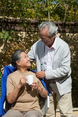 Elderly couple in the yard