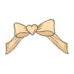 Hand drawn christmas ribbon on white background