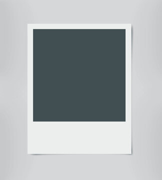 Vector realistic paper photo frame with shadow on transparent background.