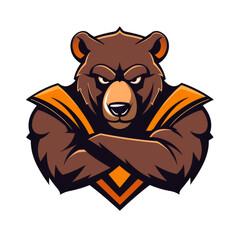 Fierce bear mascot with crossed arms ready for the game