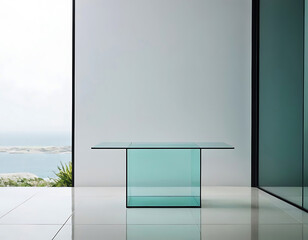 Attractive area for product display - glass table indoors.