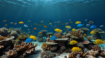Underwater world. Coral reef and fishes in Red sea at Egypt. Generative .Ai 
