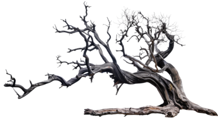 old dead spooky tree isolated on white or transparent png