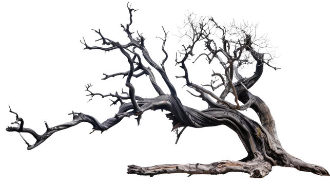 old dead spooky tree isolated on white or transparent png