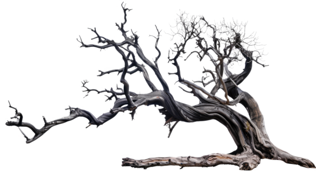 old dead spooky tree isolated on white or transparent png