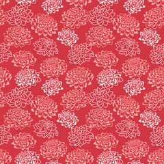 Terracotta seamless pattern with abstract shapes flowers. Vector hand drawn sketch lines floral. Simple minimalist geometric printing. Template for designs, textiles, fabric