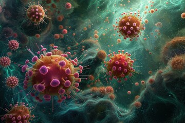 Evolving Bacteria virus cell. Colon cancer. Generate Ai