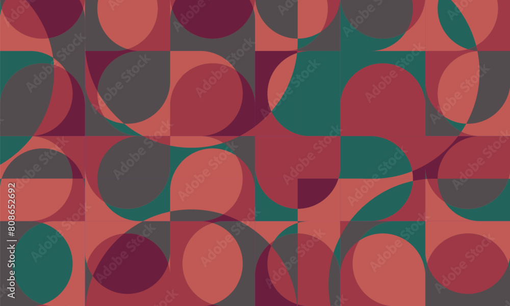 Poster retro style geometric pattern with red and green pastel colors. vector illustration geometrical back