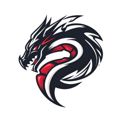 Fototapeta premium Fierce dragon emblem with red accents