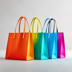 Colorful shopping bags on the wooden floor. 3d rendering.