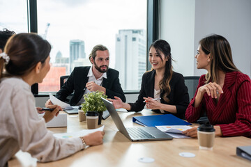 Group of young businessman and woman working in office with confidence. 