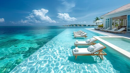 Obraz premium Infinity pool with a beach chair