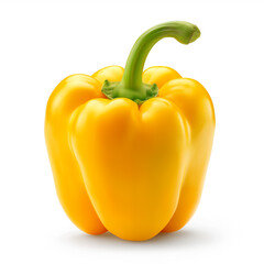 yellow pepper with green stem on white background