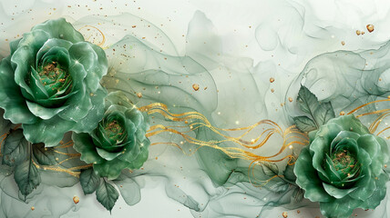  abstract watercolor and alcohol floral ink effect, elegant flower petal for wedding background